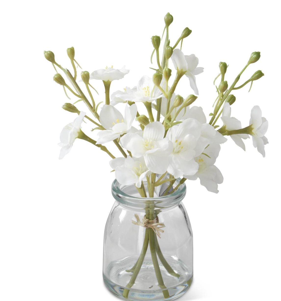 8" Delphinium Premade in Glass Vase with Faux Water