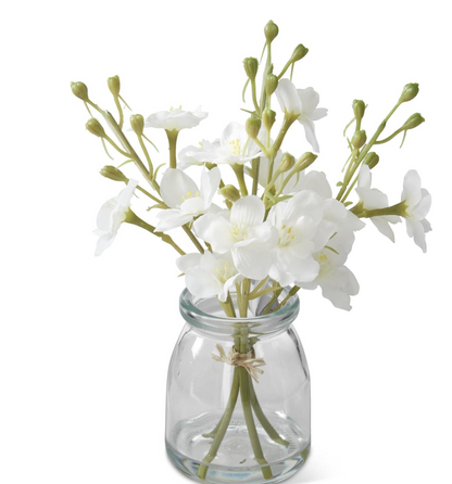 8" Delphinium Premade in Glass Vase with Faux Water