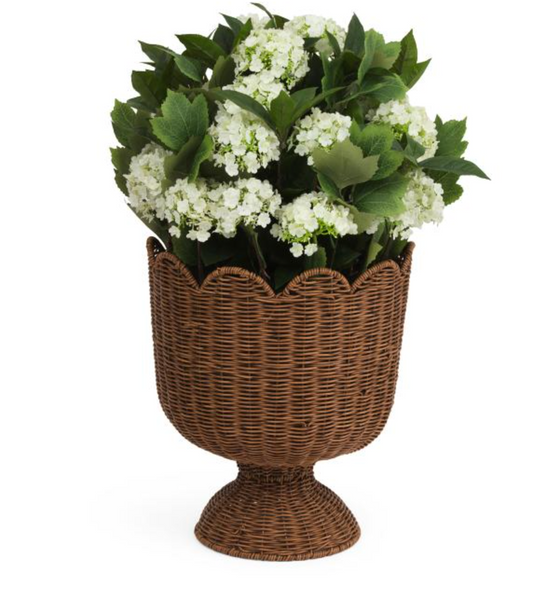 25" Real Touch Outdoor Covered Hydrangeas In Woven Planter