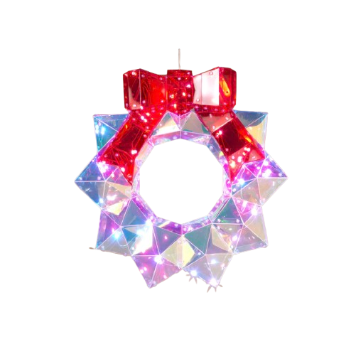 Iridescent LED 16" Christmas Holiday Hanging Wreath LED lights