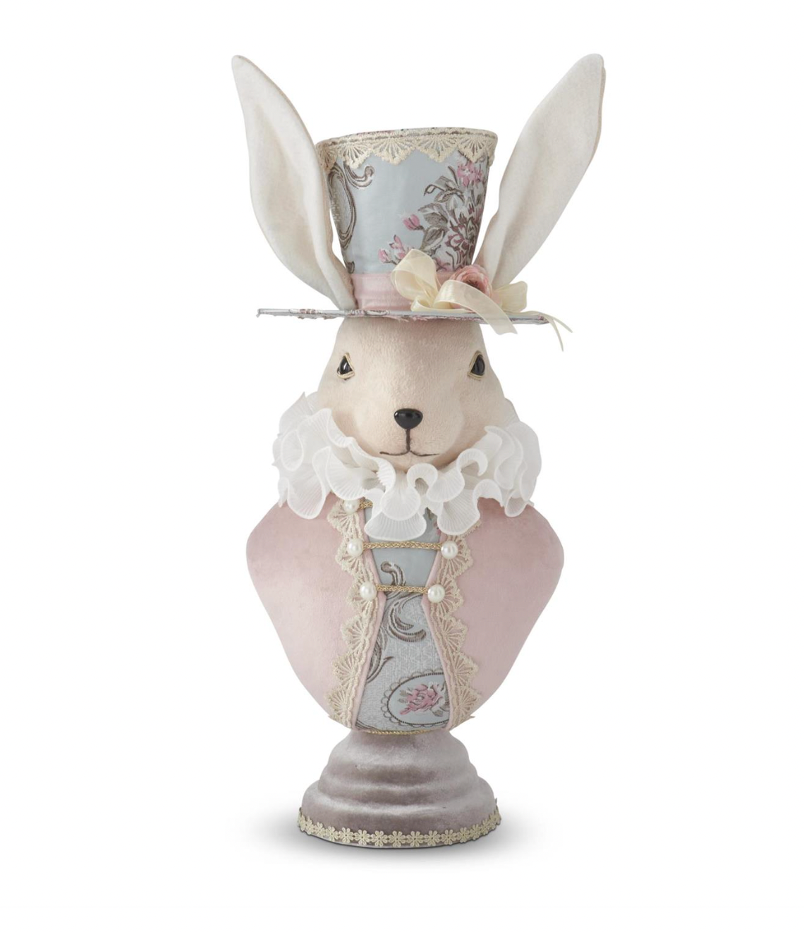 23" Blue & Pink Floral Pattern Royal Easter Bunny Bust