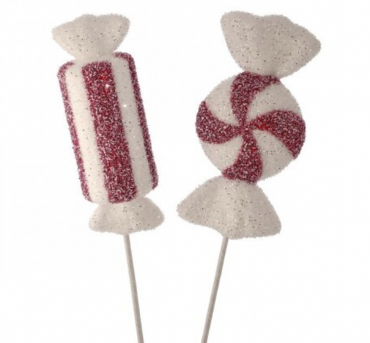 Santa's Sweet Shoppe Collection - 26" GLITTER SWEETS CANDY STEMS SET OF 2