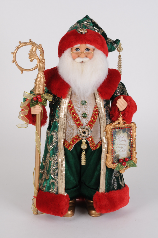 Christmas Carousel Collection - 17" Evergreen & Crimson Santa