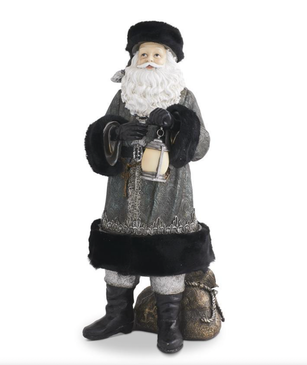 ROYAL COURT - 18" Standing LED Metallic Sage Jacket Santa w/Timer