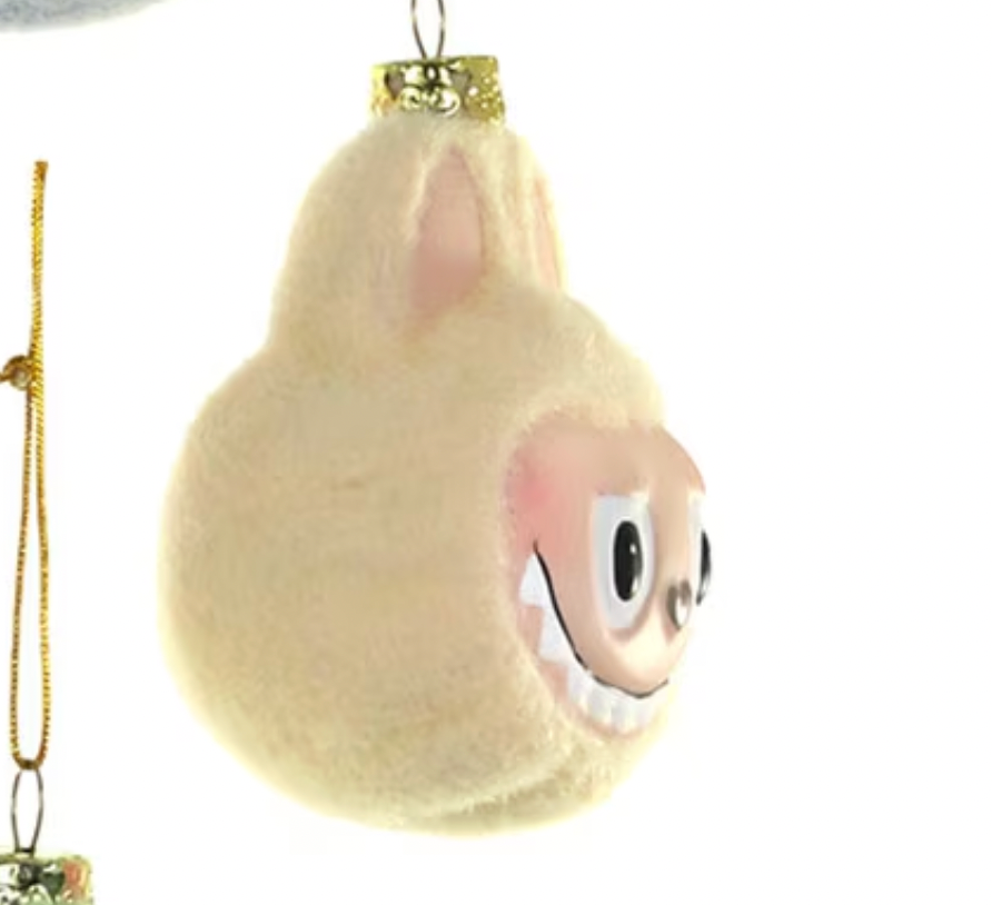 Santa's Sweet Shoppe Collection - 3" GLASS FUZZY MONSTER FACE ORNAMENT