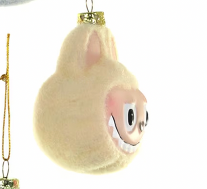 Santa's Sweet Shoppe Collection - 3" GLASS FUZZY MONSTER FACE ORNAMENT