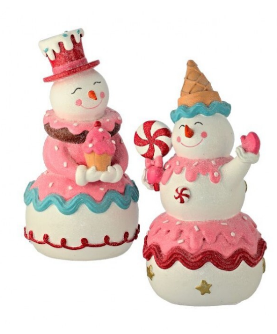 Santa's Sweet Shoppe Collection 8.5" Resin Sweets Candy Snowman - Set of 2