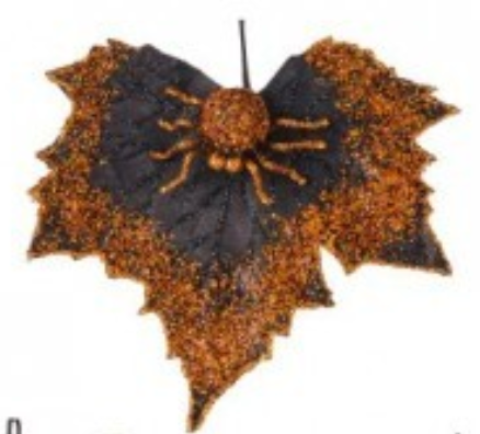 10" SEQUIN SPIDER W/LEAF 3/AST Orange/Green/Purple