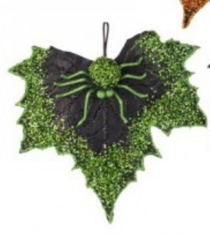 10" SEQUIN SPIDER W/LEAF 3/AST Orange/Green/Purple