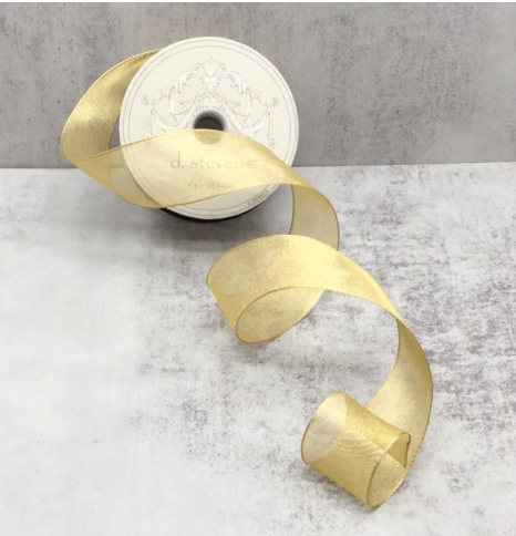 1.5" x 25yds metallic mesh, gold