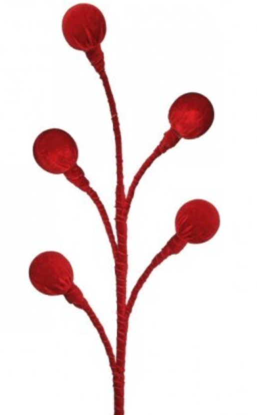 22" VELVET BALL SPRAY RED
