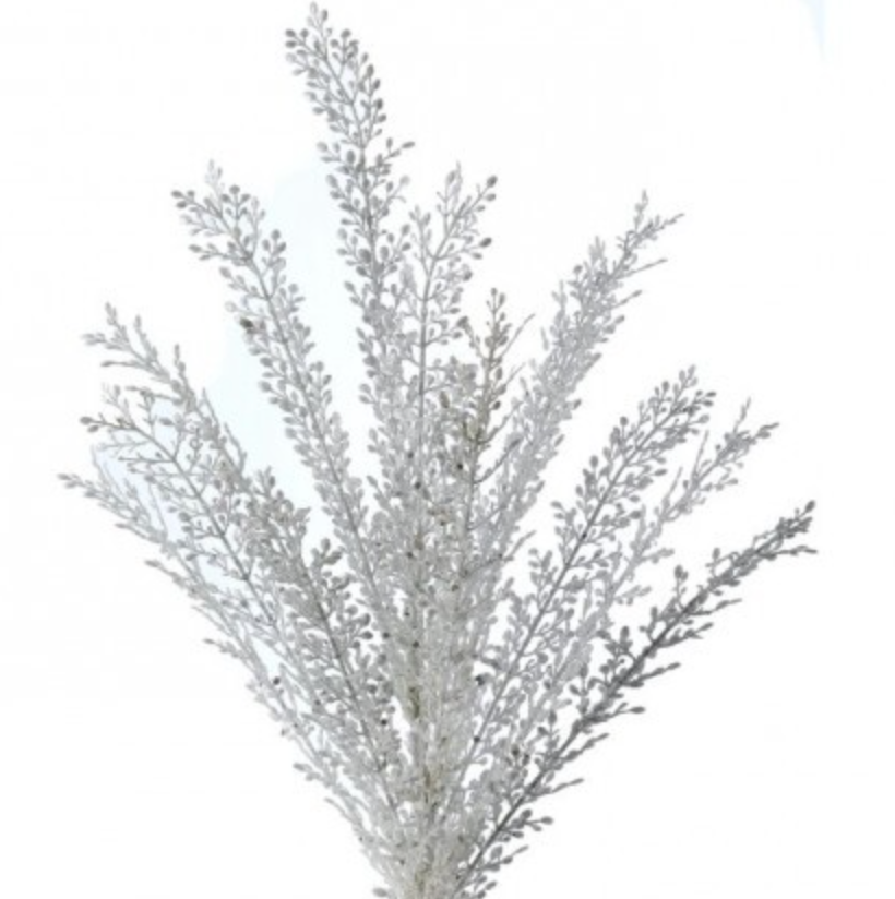 24" GLITTER/ SEQUIN ARTEMESIA BUSH WHITE