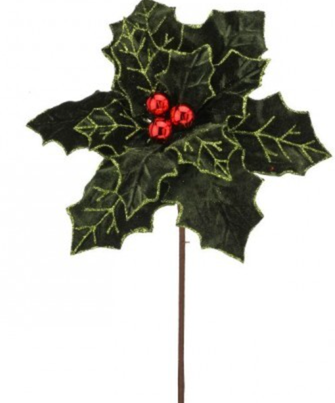 22" ROYALTY POINSETTIA STEM GREEN RED