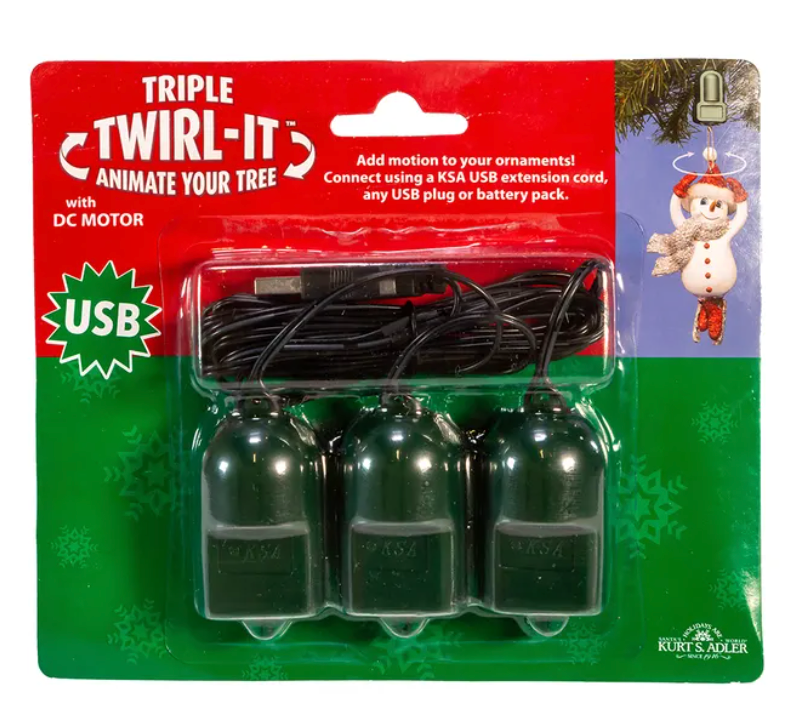 USB Twirl-It™ Tripple Ornament Spinner with DC Motor