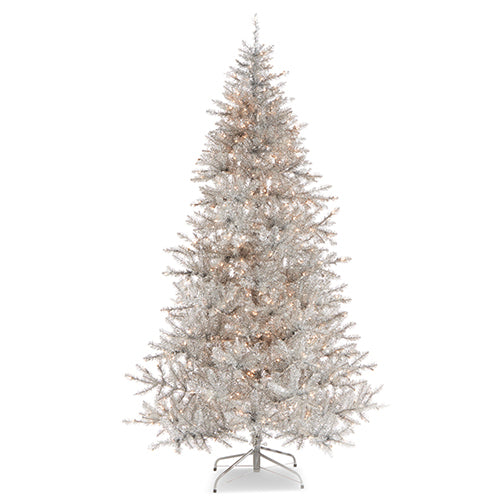 Raz Imports Greenery 2023 Forever Lit Silver Tinsel Tree