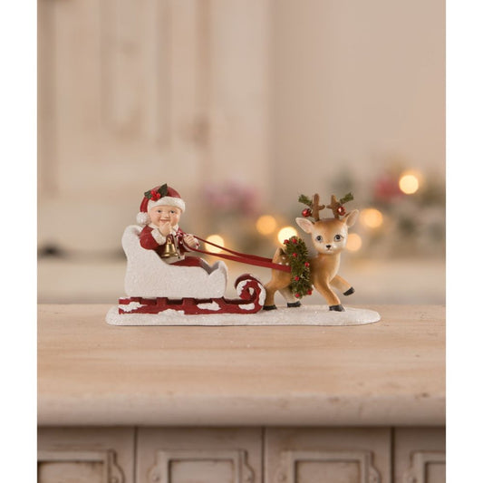 Bethany Lowe 2022 Lil Reindeer Ride Figurine.