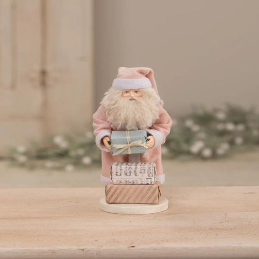 Bethany Lowe Pastel Pink Santa With Packages