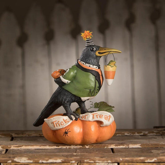 Bethany Lowe Tricky Crow On Pumpkin