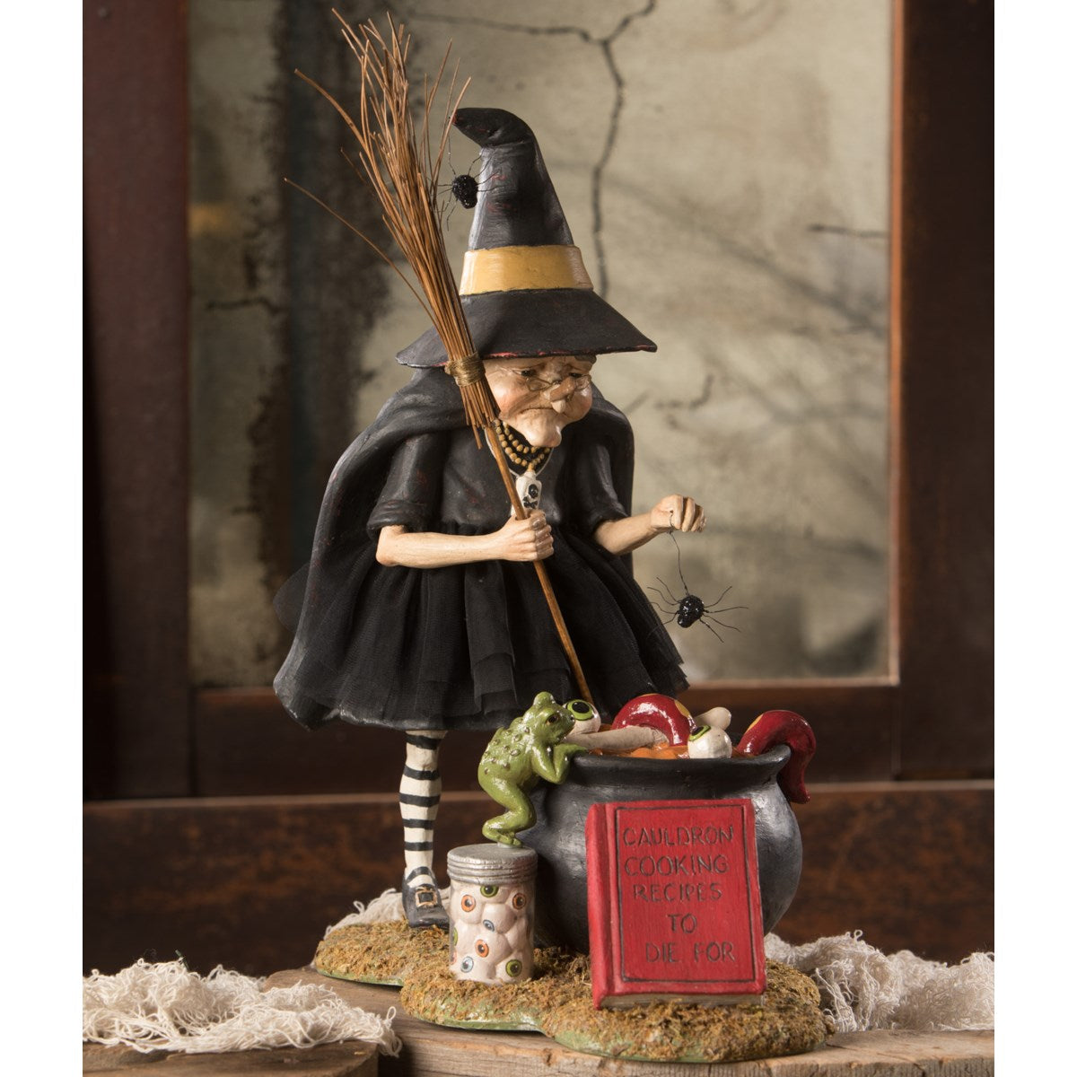 Bethany Lowe Cauldron Cooking Witch Figurine