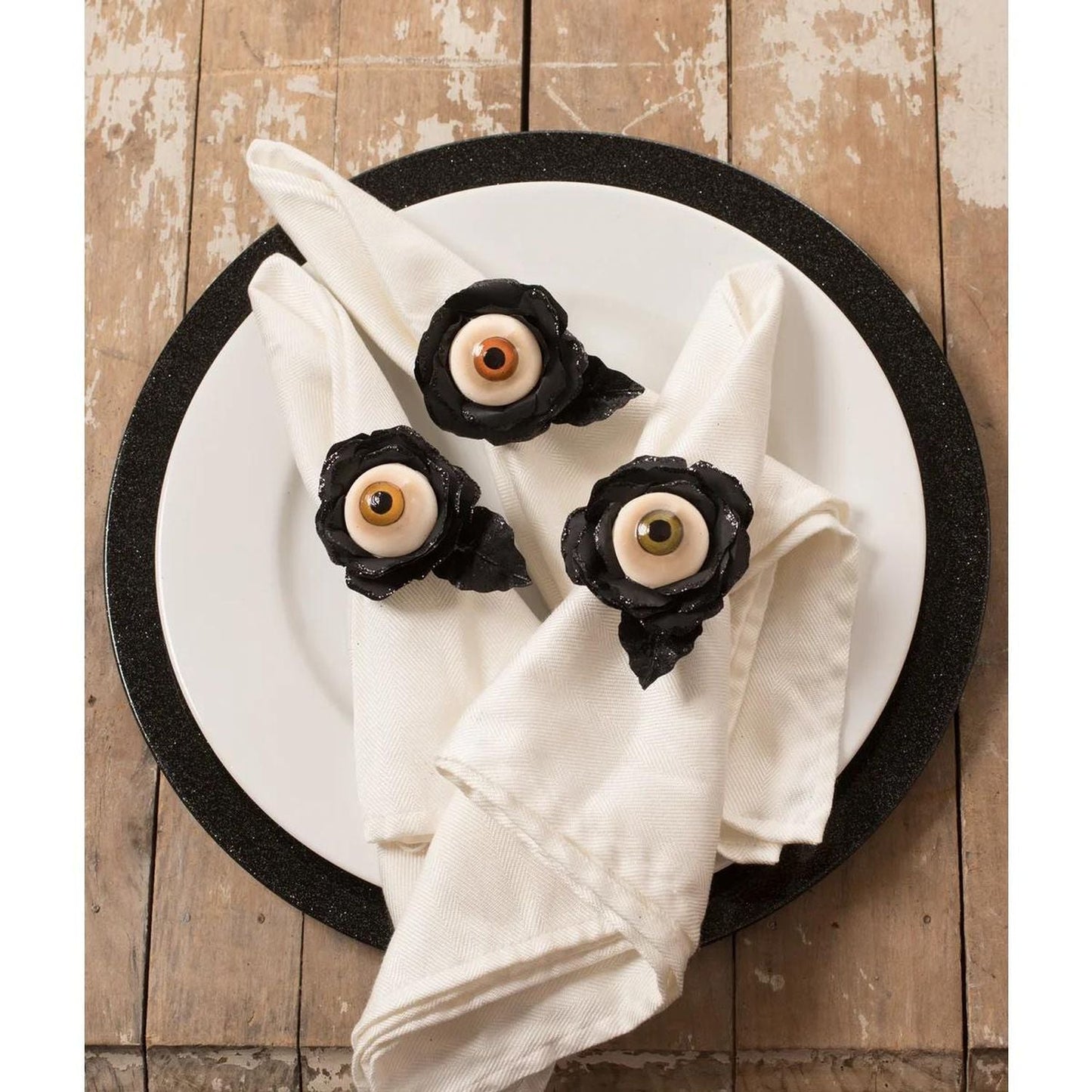 Bethany Lowe Eyeball Rose Napkin Ring, Set Of 3, Assortment