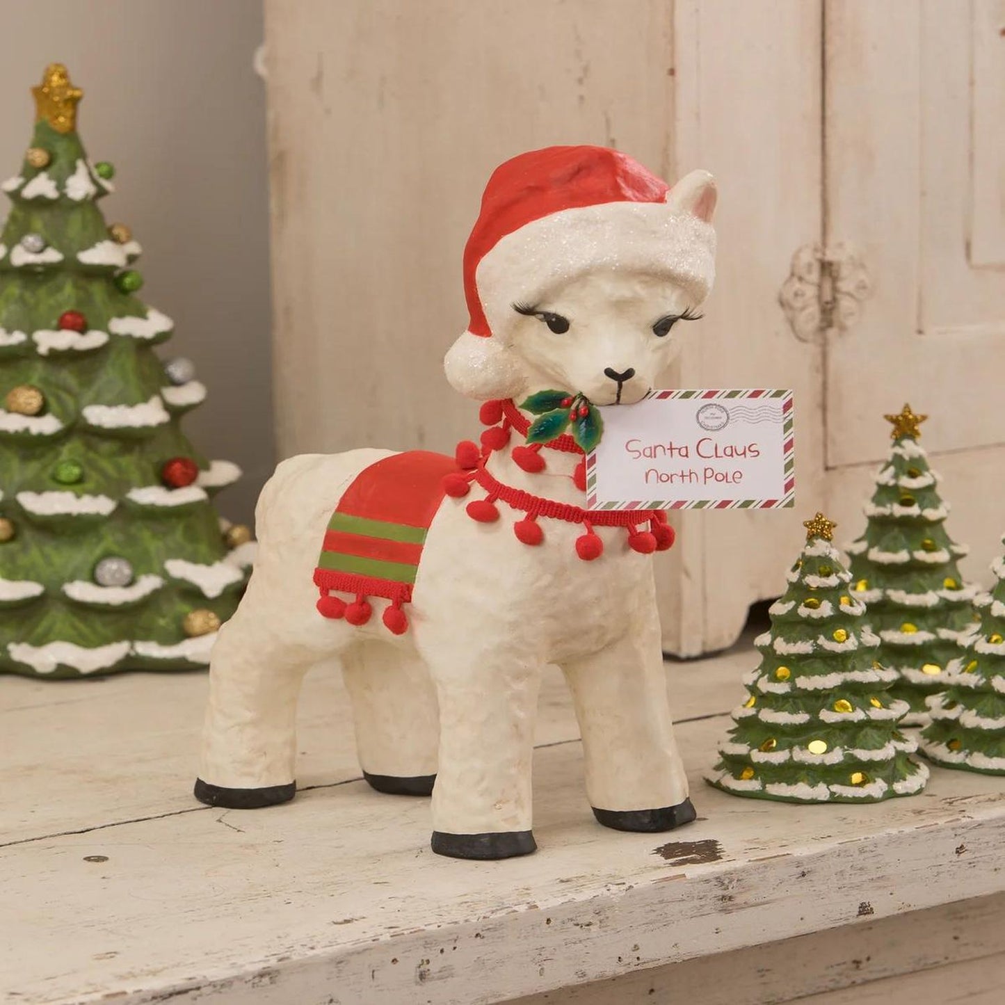 Bethany Lowe Christmas Llama Paper Mache