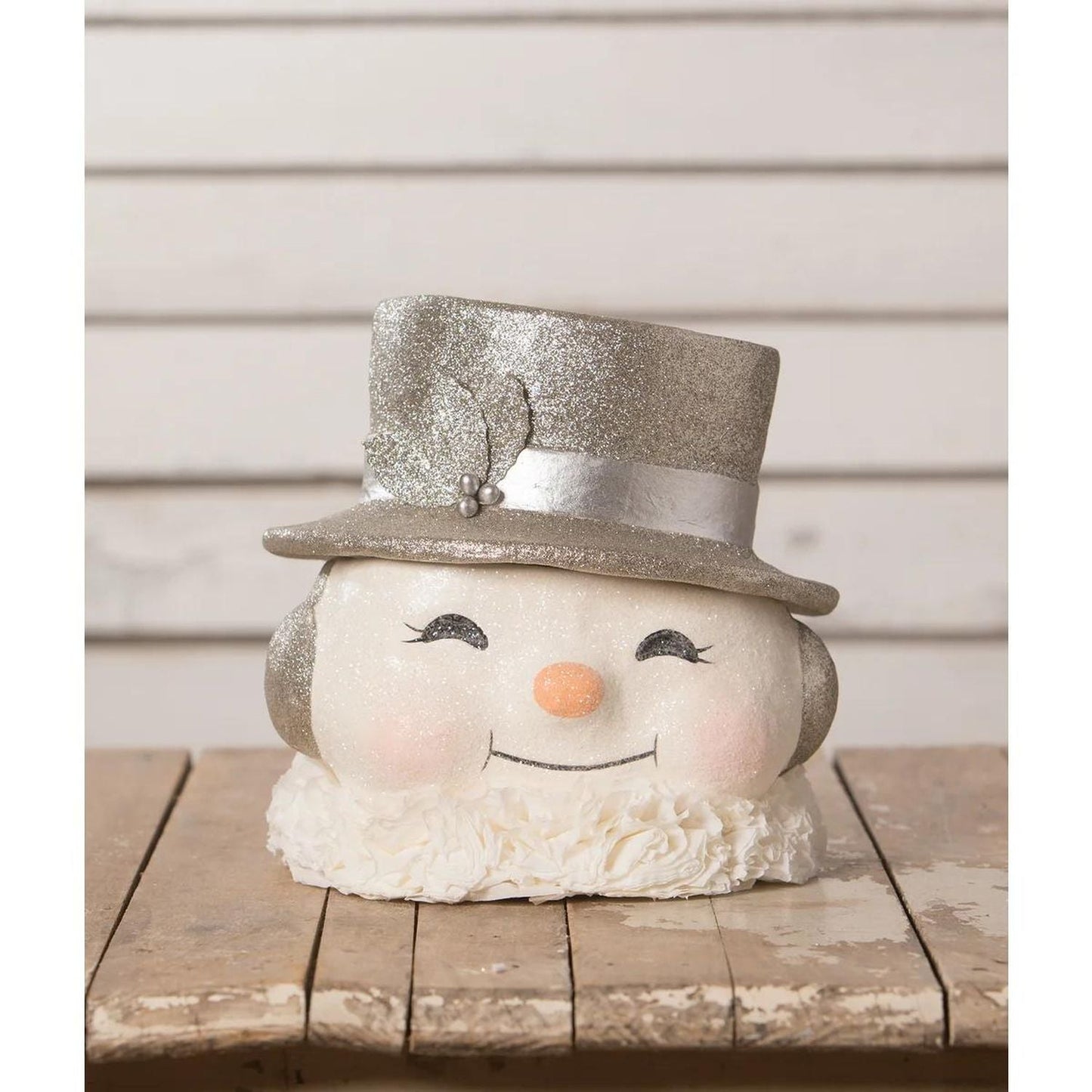 Bethany Lowe Happy Platinum Snowman Bucket