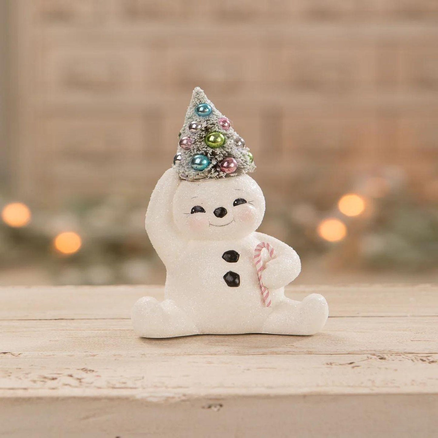 Bethany Lowe Pastel Candy Cane Snowman With Tree