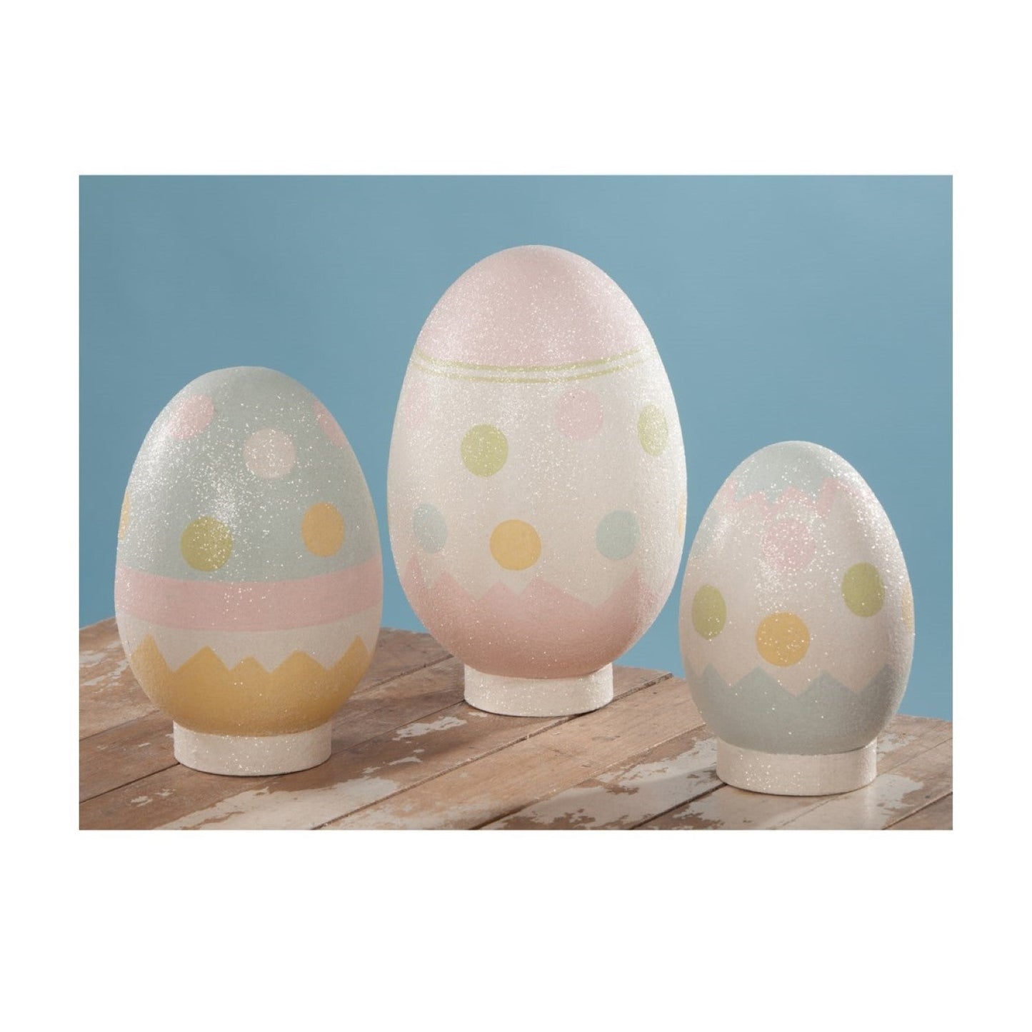 Bethany Lowe Spring Easter Eggs Large Paper Mache Set Of 3