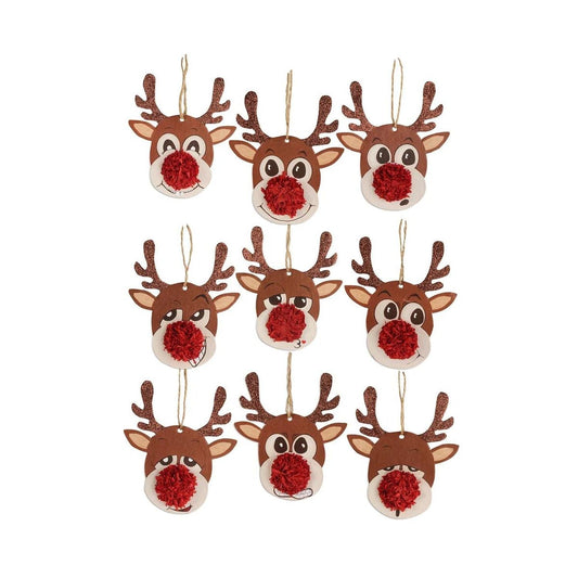 Bethany Lowe Retro Christmas Reindeer Games Ornament, Set Of 9, Assortment