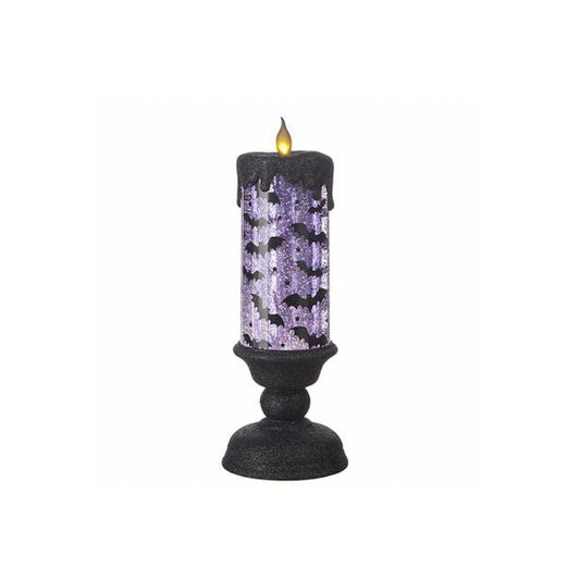 Raz Imports 12.25" Lighted Bat Candle w/ Purple Swirling Glitter