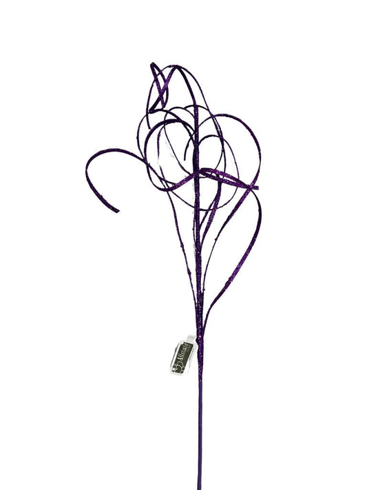 29.5" Glittered Swirl Grass Spray Purple Glittered