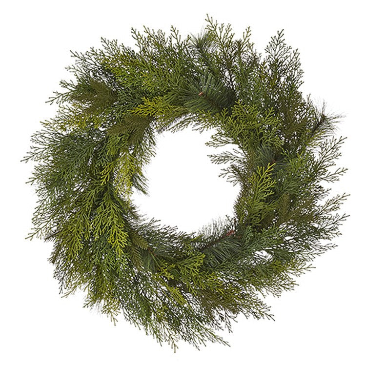 Raz Imports 2022 Christmas At The Lodge 28" Mixed Greenery Wreath