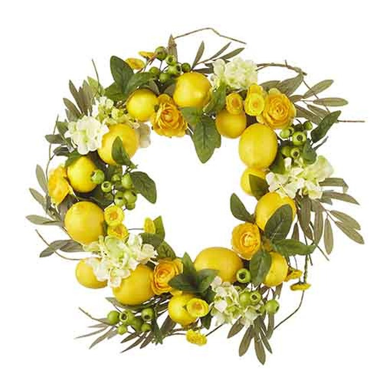 Raz Imports Al Fresco 22" Lemon And Mixed Floral Wreath