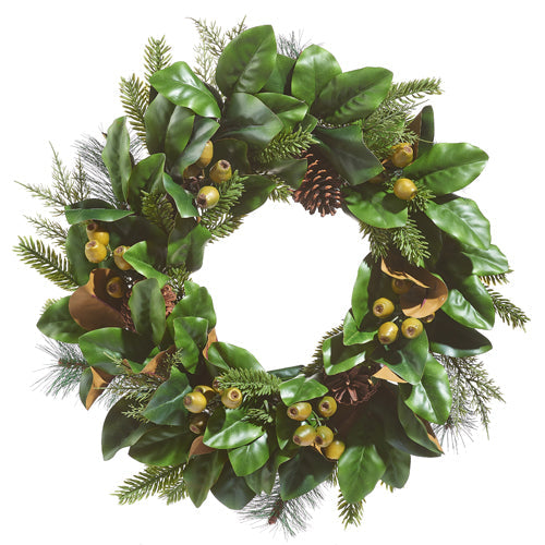 Raz Imports 2023 Holiday House 24" Mixed Magnolia Leaf Wreath