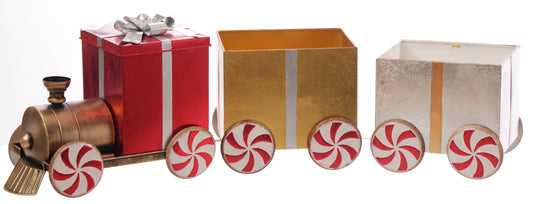 Christmas Carousel Collection - 44" Peppermint Metal Box Train