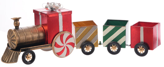 Christmas Carousel Collection - 30" Peppermint Metal Box Train