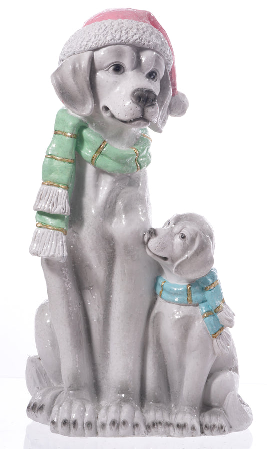 Santa's Sweet Shoppe Collection - 26" Resin Dog & Puppy with Scarf