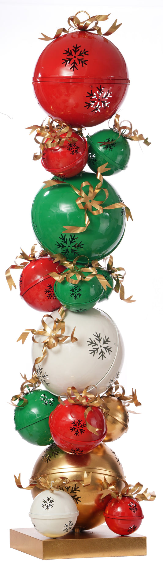Christmas Carousel Collection - 88" Metal Giant Bell with Bow Stack