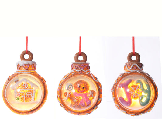 5" Gingerbread Glowing Globe Ornament - SET OF 3