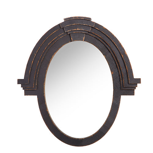 Raz Imports 2023 All Is Calm 38" Distressed Black Oval Mirror