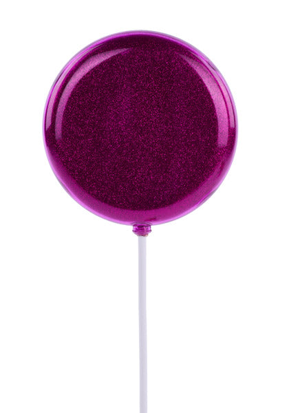 120MM GLTTR LOLLIPOP W/STICK, 11.75"OAL HOT PINK