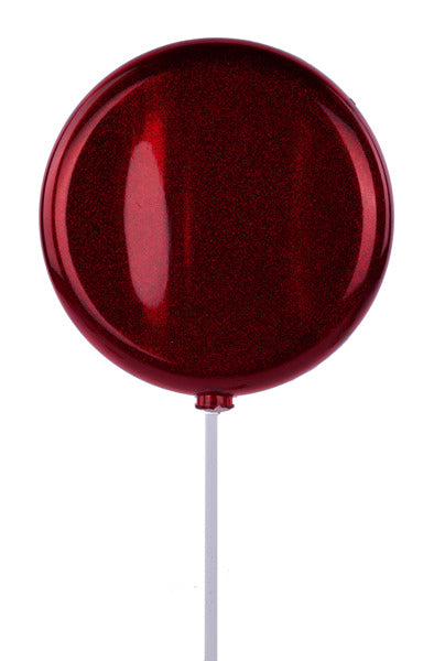 200MM GLITTER LOLLIPOP W/STICK, 19"OAL RED