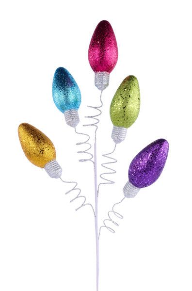 36"L HEX GLITTER LIGHT BULB SPRAY  PNK/PRPL/TURQ/LIME/YLW