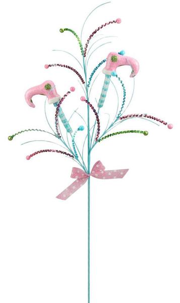 36"L GLITTER ELF LEG SPRAY ICE BLUE/LT PINK/LIME/WHT