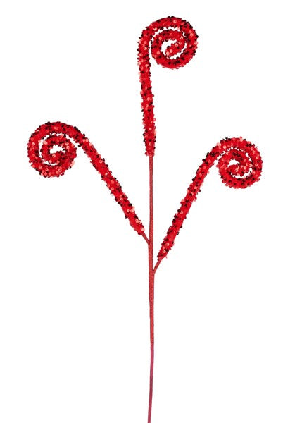 29"L SEQUIN CURL SPRAY RED