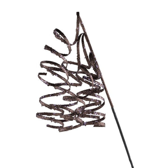 31"L CURLY GLITTER RIBBON SPRAY PEWTER