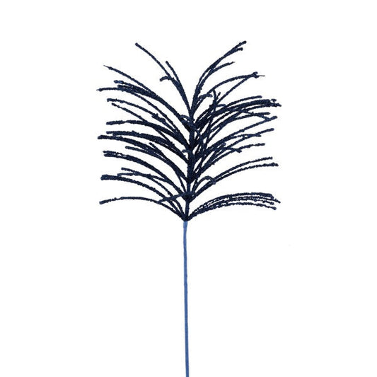 24"L GLITTTER LONG NEEDLE PINE STEM NAVY BLUE