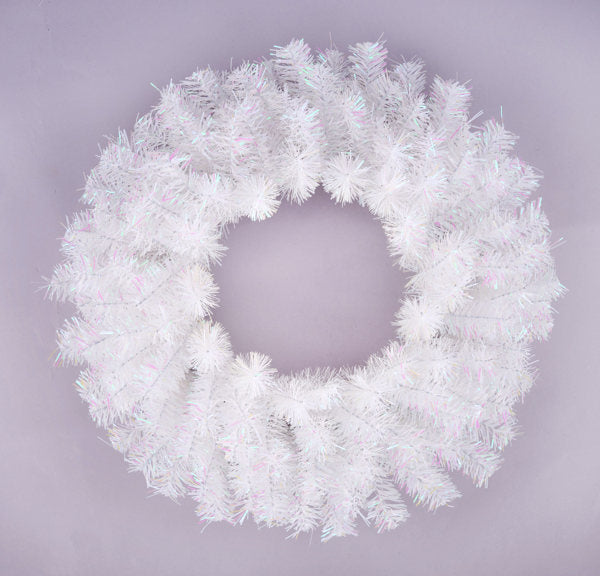 20" METALLIC WREATH IRIDESCENT WHITE