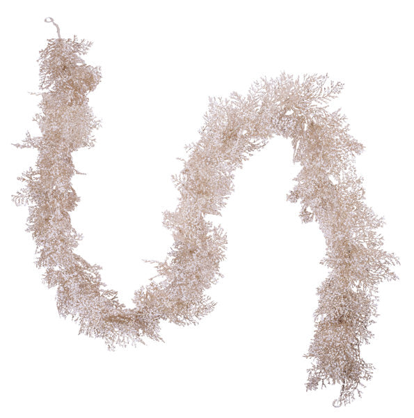 6'L GLITTER/SNOW ARBORVITAE GARLAND CHAMPAGNE/WHITE