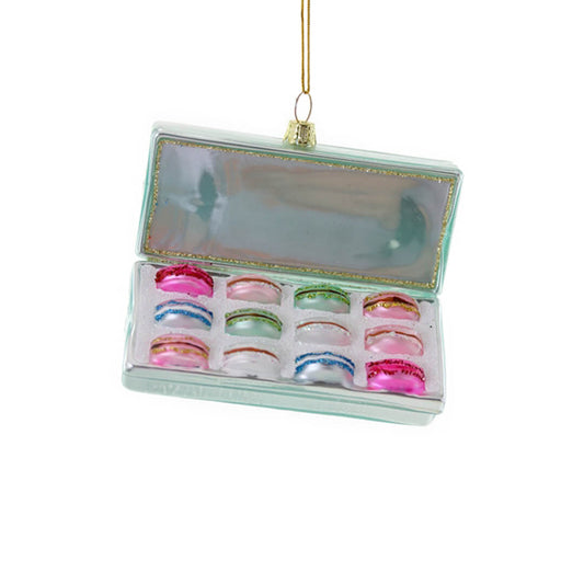 Blue Box of Macarons Ornament 4"